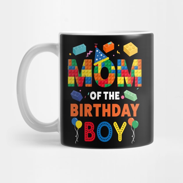 mom Of The Birthday Boy 9 Year Old Building Blocks B-day Gift For Boys Kids by FortuneFrenzy